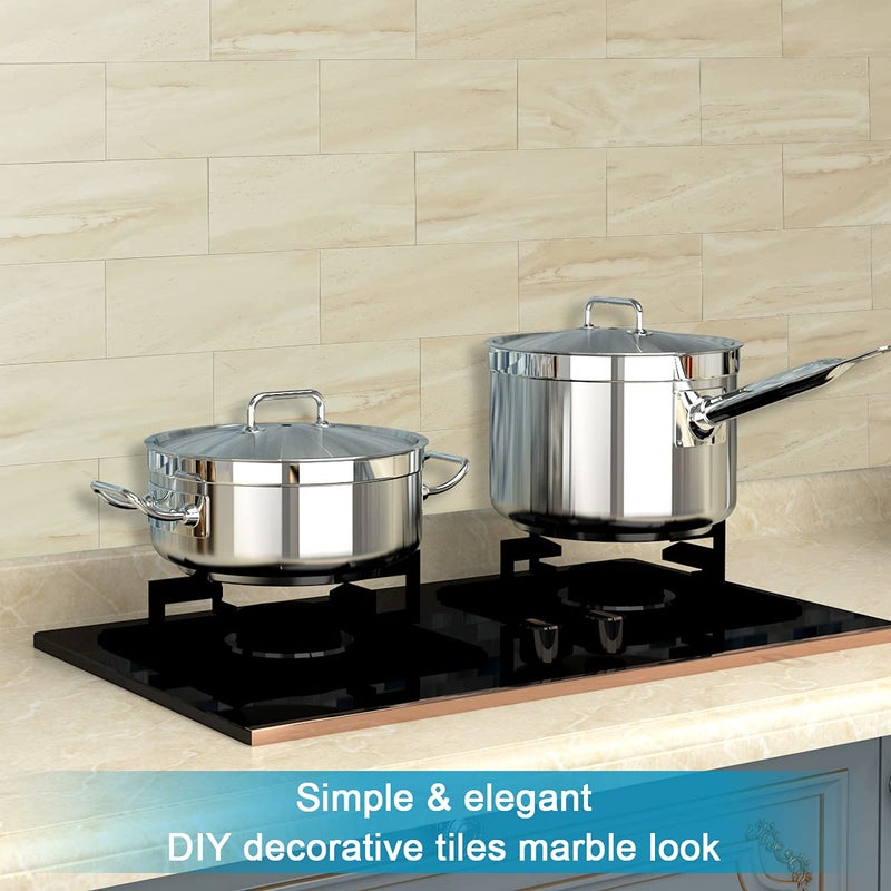 BeNice Peel and Stick Backsplash Large Bathroom Subway Tiles,Kitchen Shower Wall Stickers Waterproof(23Tiles) Beige - Image 3